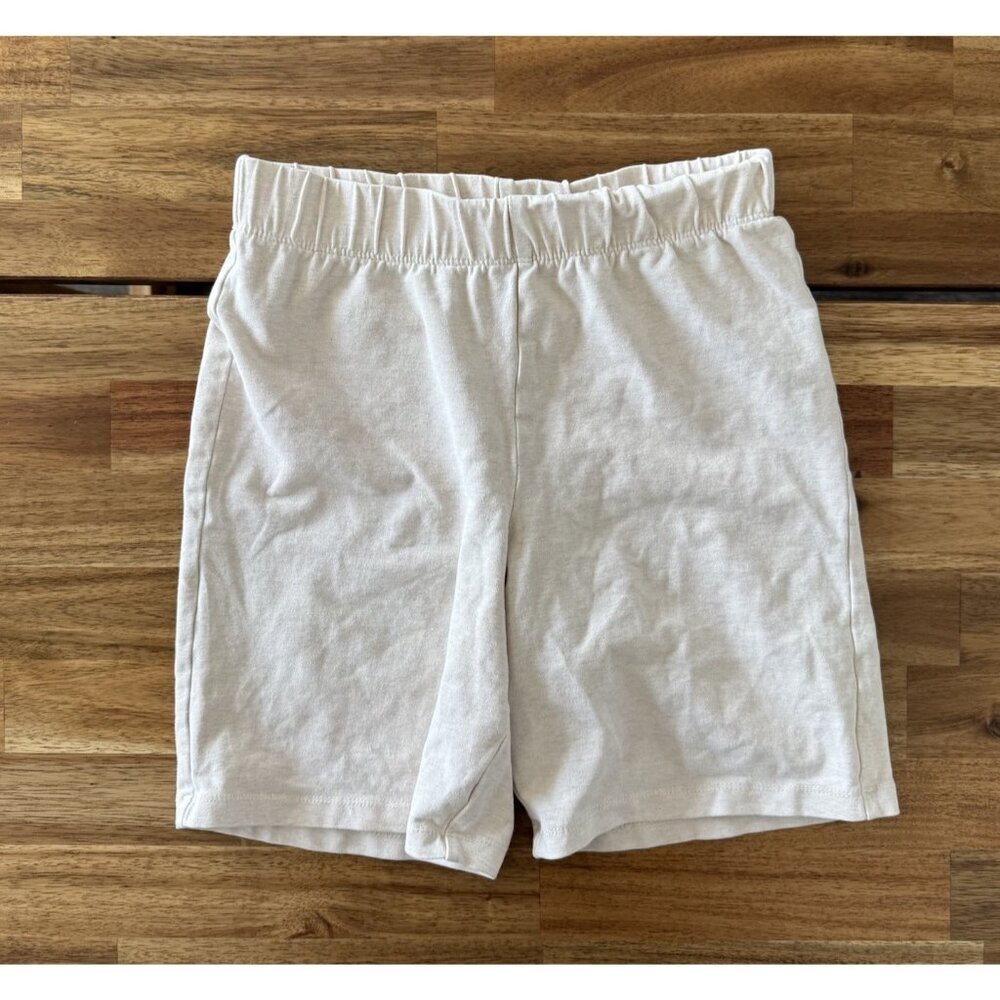 Bo+Tee Women’s Biker Shorts Size S Heather Oatmeal Athleisure Sporty Neutral Gym